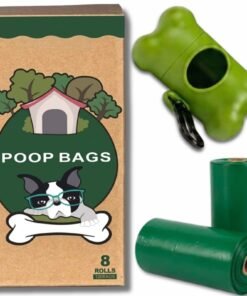 Lavender Scented Dog Poop Bags with Dispenser - 8 Refill Rolls (120 Count) - Leak-Proof & Extra Thick 15 Micron Waste Bags for Dogs - Includes 1 Leash Clip Dispenser