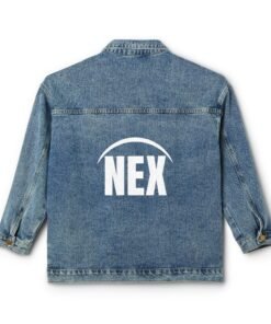 Women's Denim Jacket with NEX Logo — Casual Vintage-Style Jean Jacket