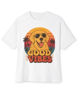 Alternative view of Good Vibes Golden Retriever T-Shirt — Retro Summer Dog Tee