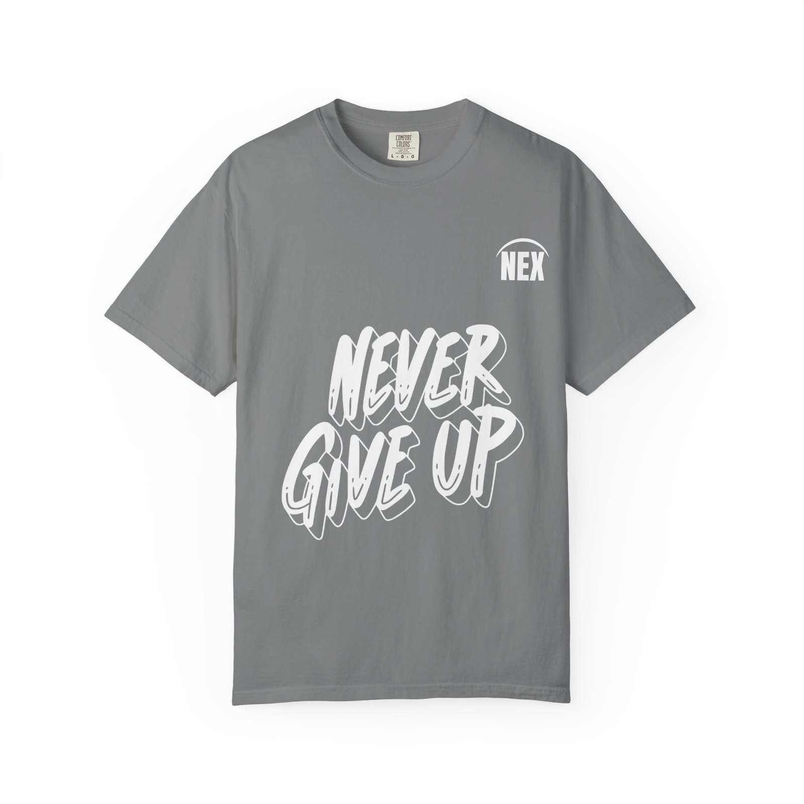 NEX Never Give Up T-Shirt — Motivational Graphic Tee - Image 5