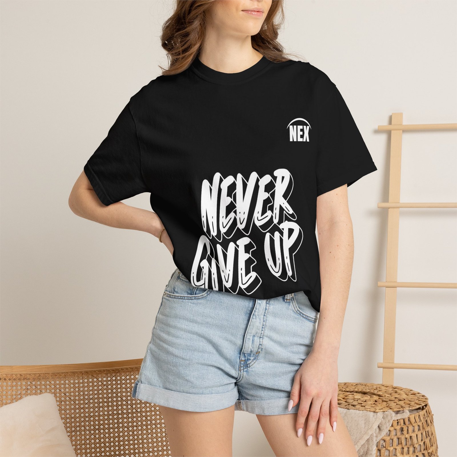 NEX Never Give Up T-Shirt — Motivational Graphic Tee - Image 28