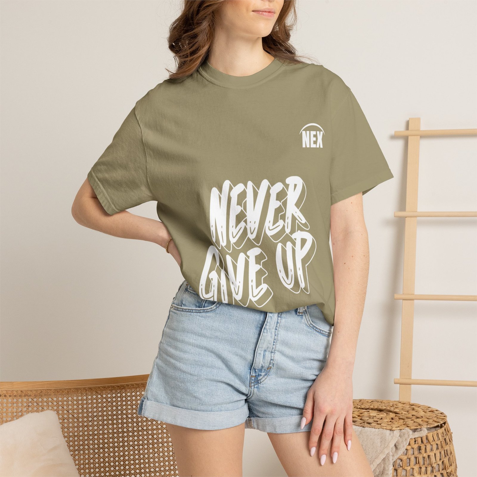 NEX Never Give Up T-Shirt — Motivational Graphic Tee - Image 4