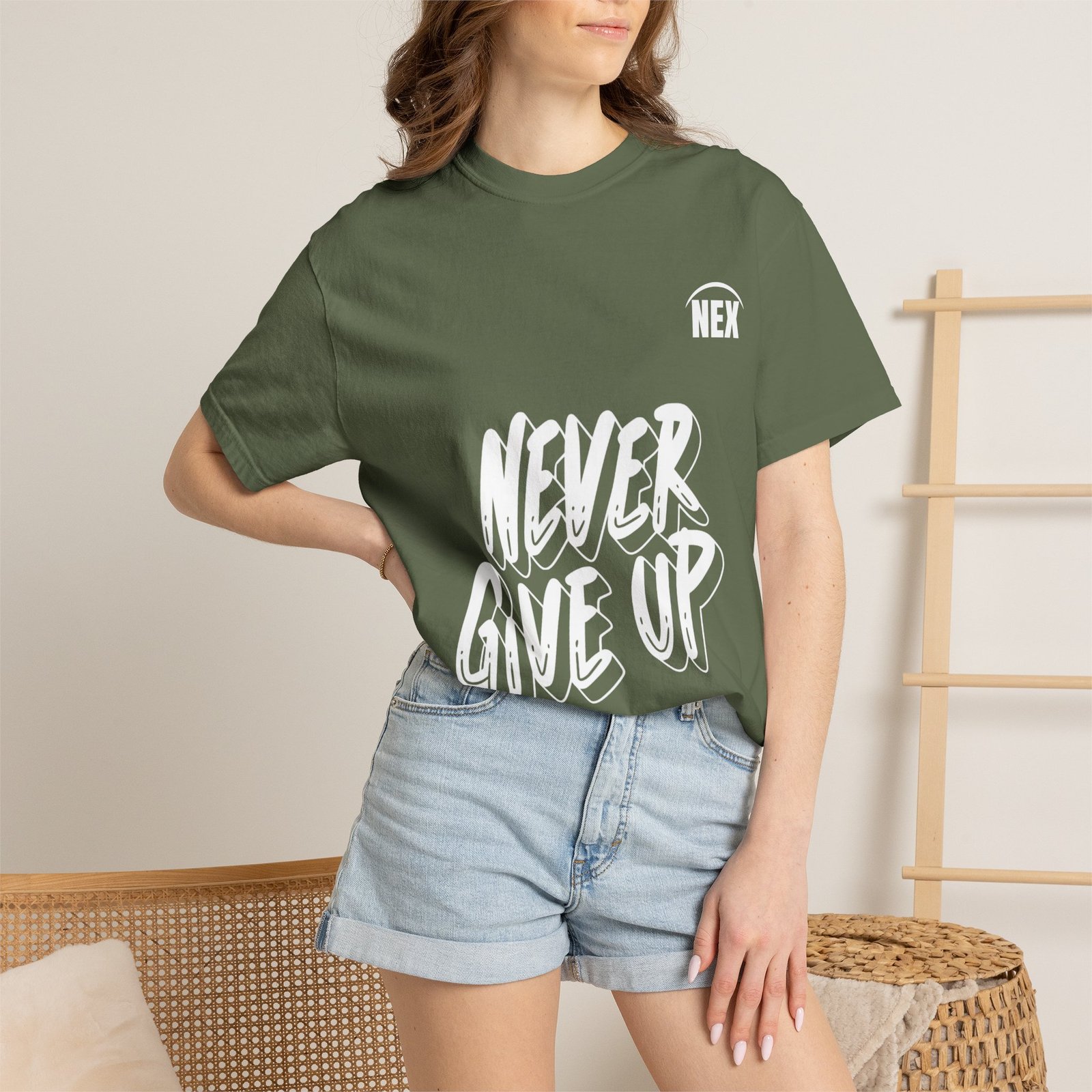 NEX Never Give Up T-Shirt — Motivational Graphic Tee - Image 12