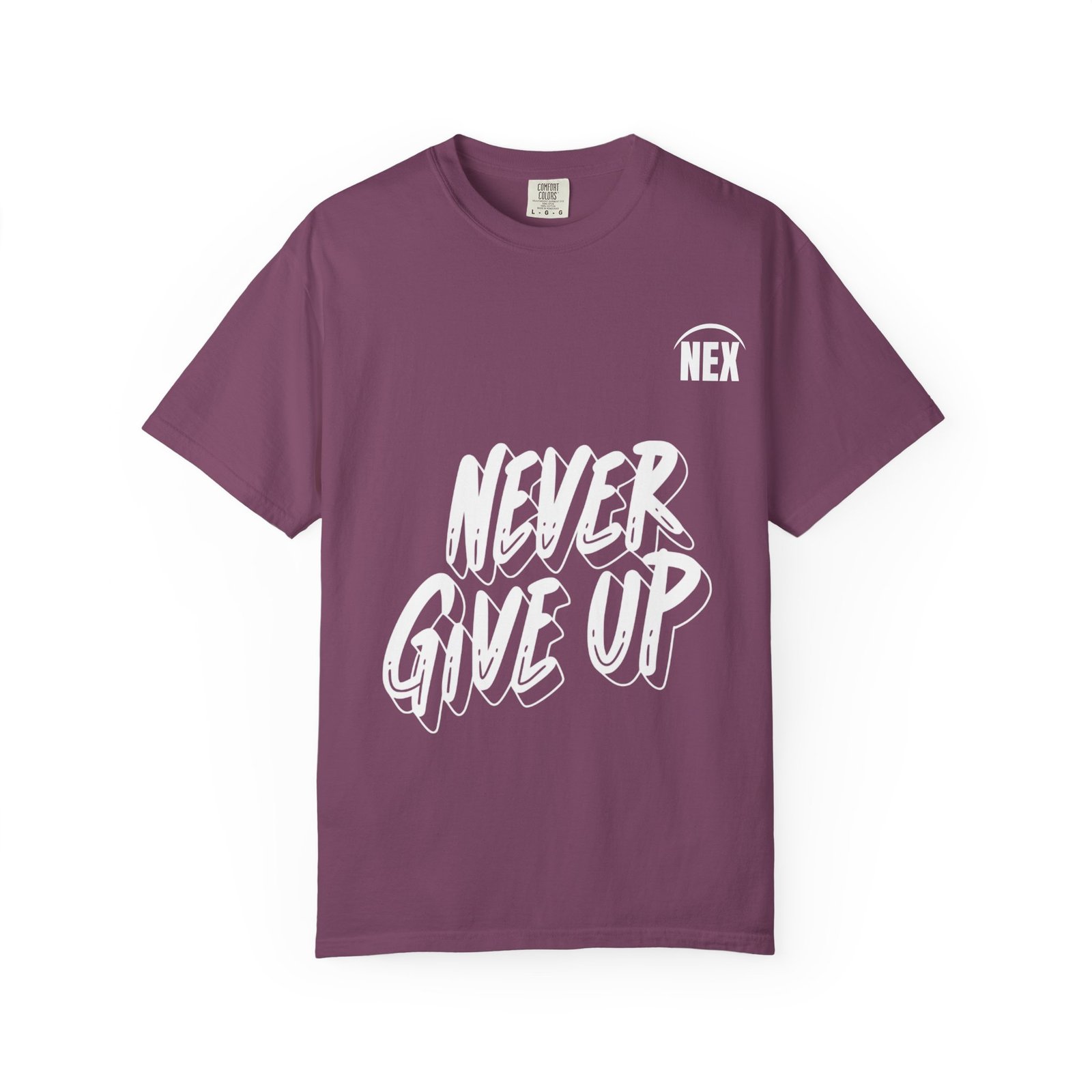 NEX Never Give Up T-Shirt — Motivational Graphic Tee - Image 29