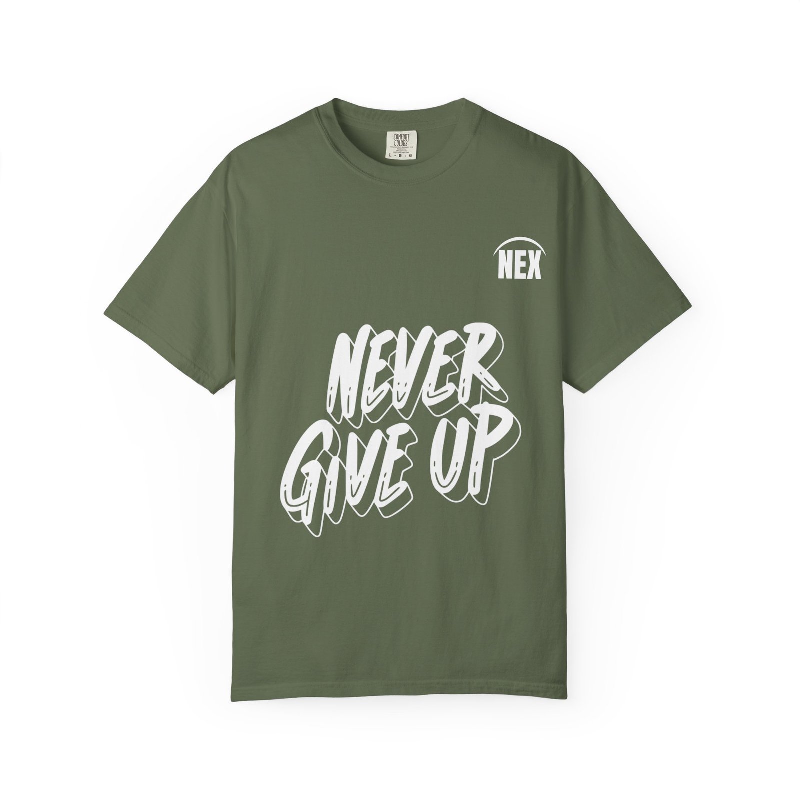NEX Never Give Up T-Shirt — Motivational Graphic Tee - Image 9