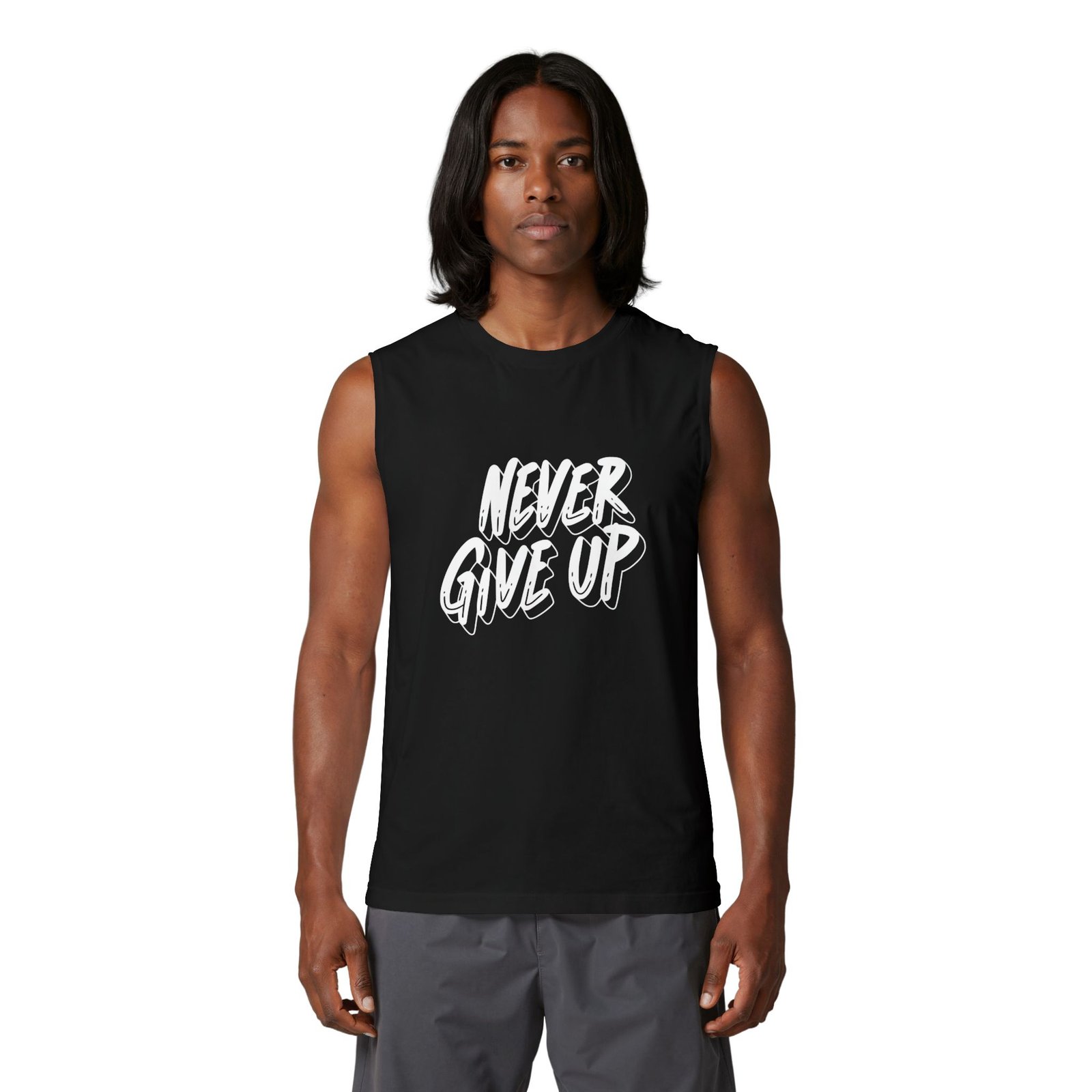 Never Give Up Muscle Tank β Motivational Gym Tank Top - Image 4
