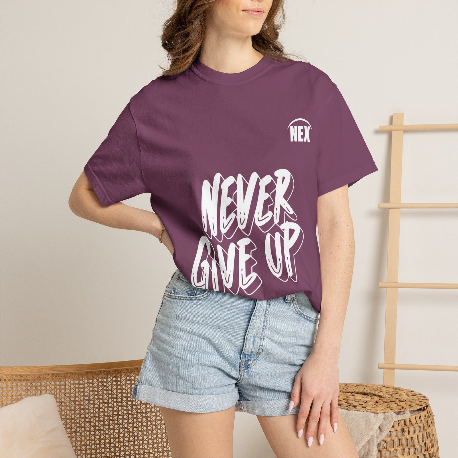NEX Never Give Up T-Shirt — Motivational Graphic Tee - Image 32