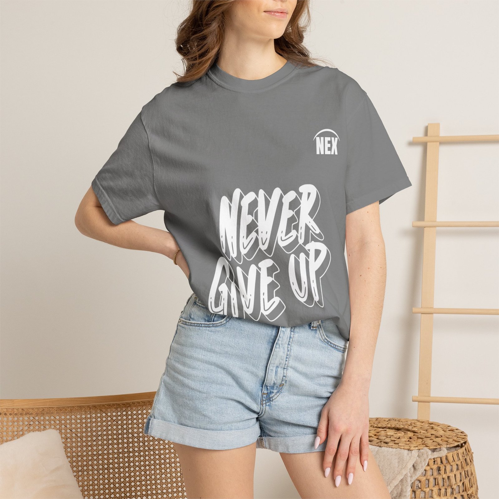 NEX Never Give Up T-Shirt — Motivational Graphic Tee - Image 8