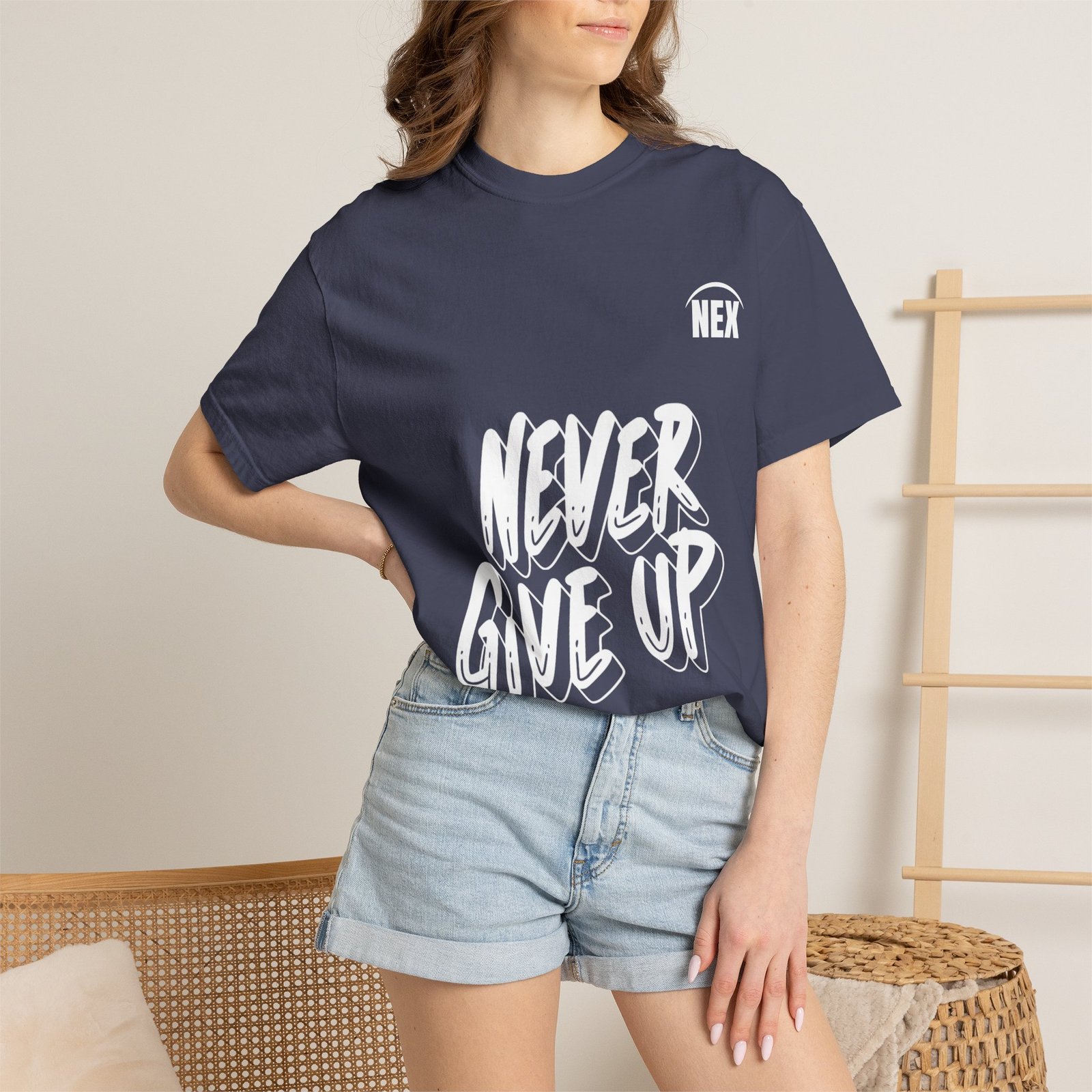 NEX Never Give Up T-Shirt — Motivational Graphic Tee - Image 16